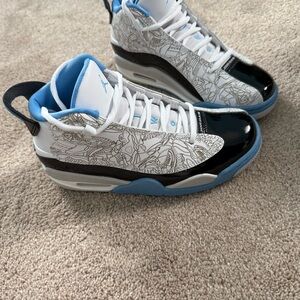 Jordan Kids' Black and Light Blue Sneakers